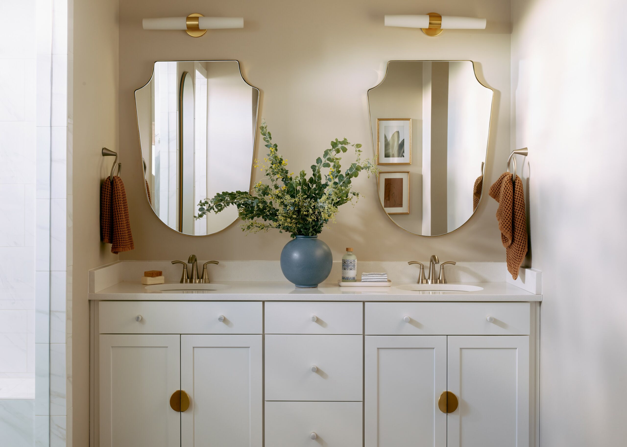 Serene Sophistication: Elegant Double-Sink Bathroom Vanity featured in Bodesign Studio Bathroom Renovation Project